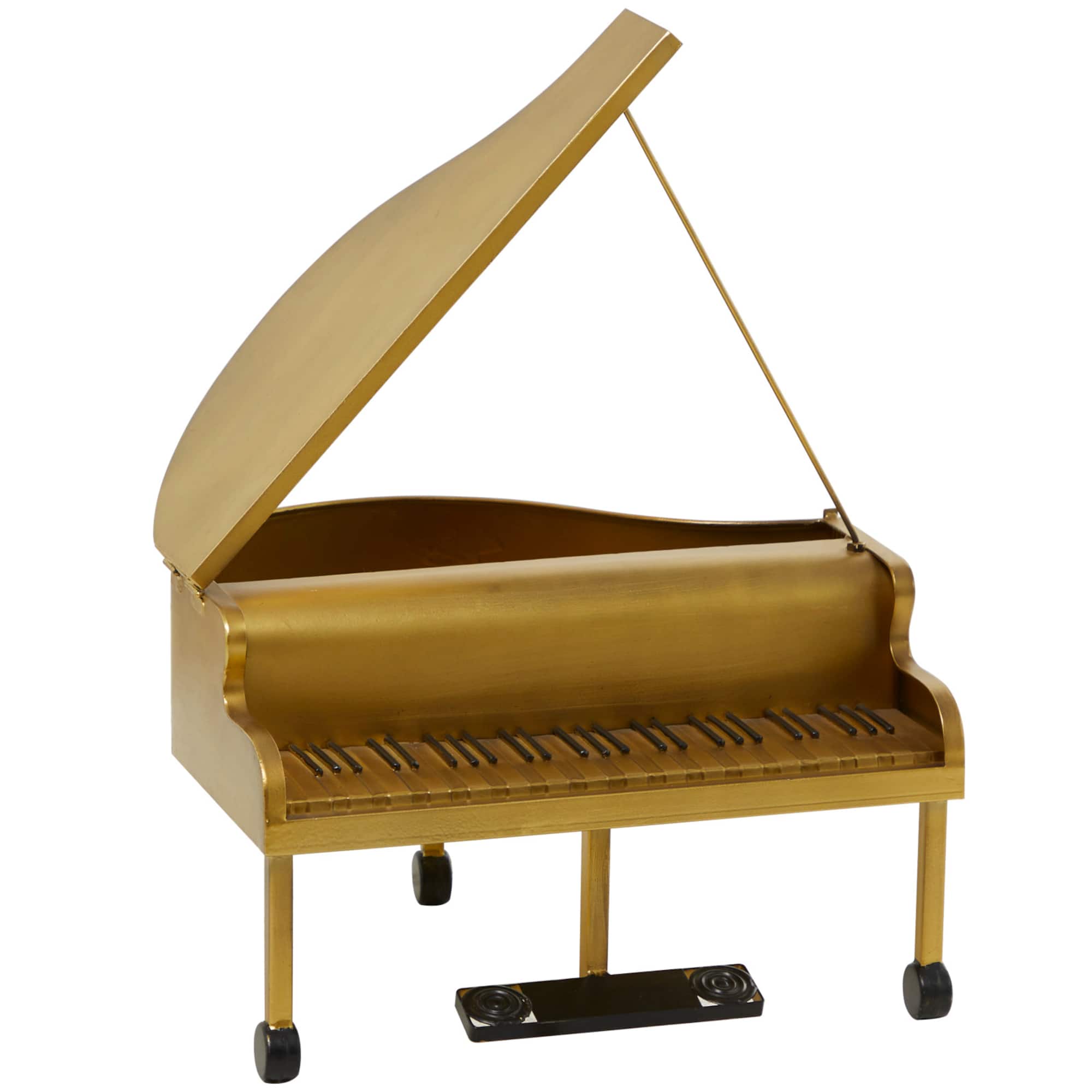 22" Gold Metal Piano Instrument Sculpture